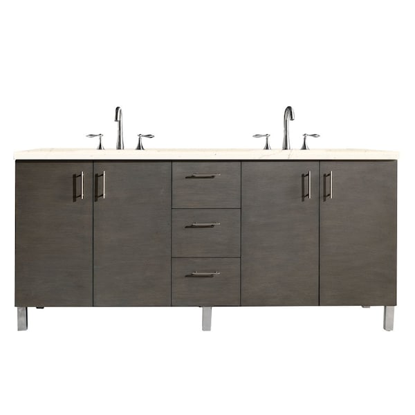 James Martin Vanities Metropolitan 72in Double Vanity, Silver Oak w/ 3 CM Eternal Marfil Quartz Top 850-V72-SOK-3EMR - main
